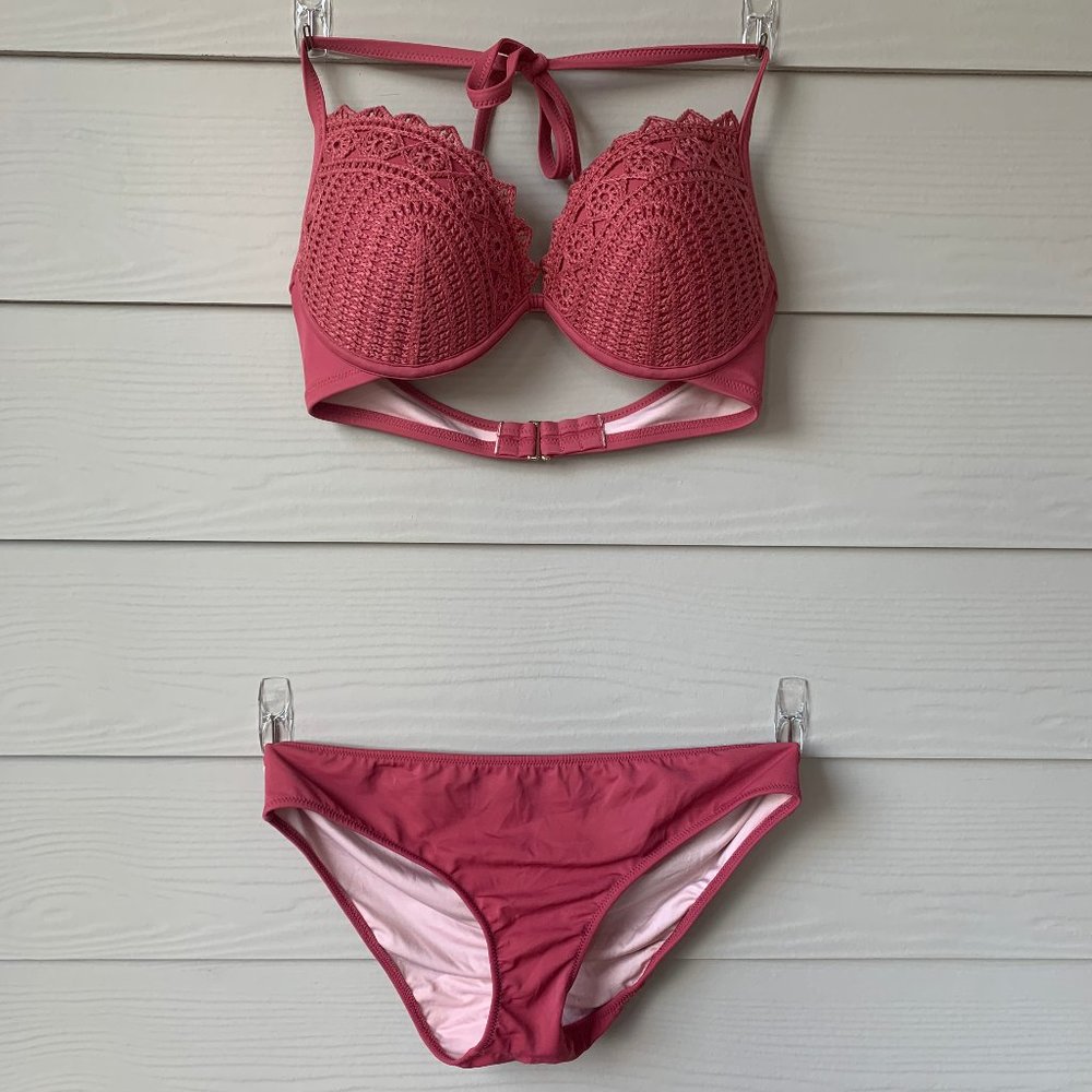 Mauve/ Pink Crochet Bikini Set